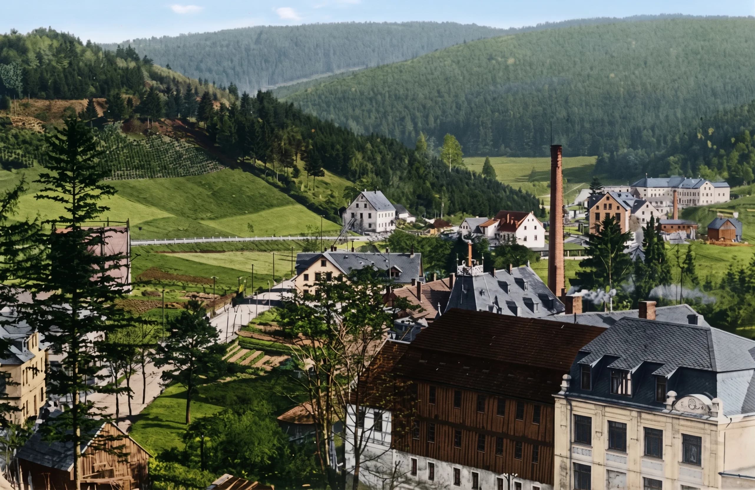 Brauer & Gutberlet Weipert — Papp-Prägefabrik im Erzgebirge, atmosphärische Darstellung