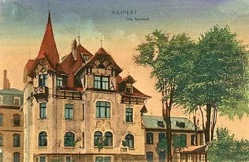 Weipert — Villa Schmidl, Annabergerstraße, farbige Ansichtskarte
