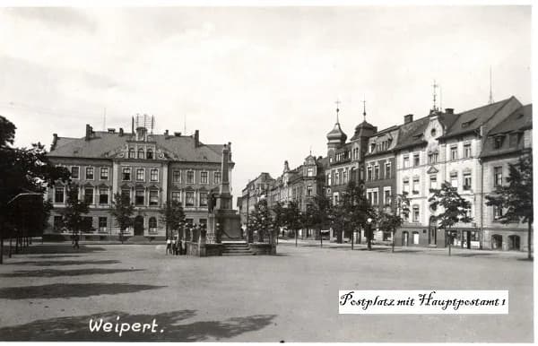 Weipert — Postplatz mit Hauptpostamt